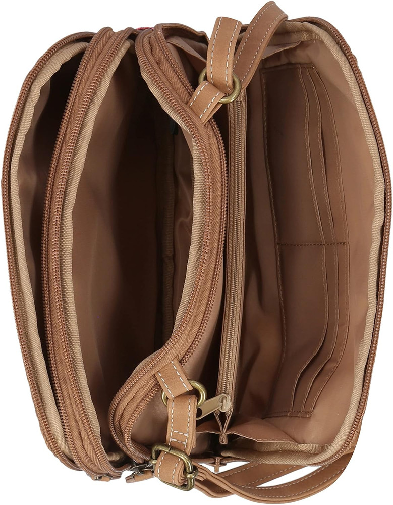 Multisac Zippy Triple Compartment Crossbody Bag Pretty Patch/Hazelnut
