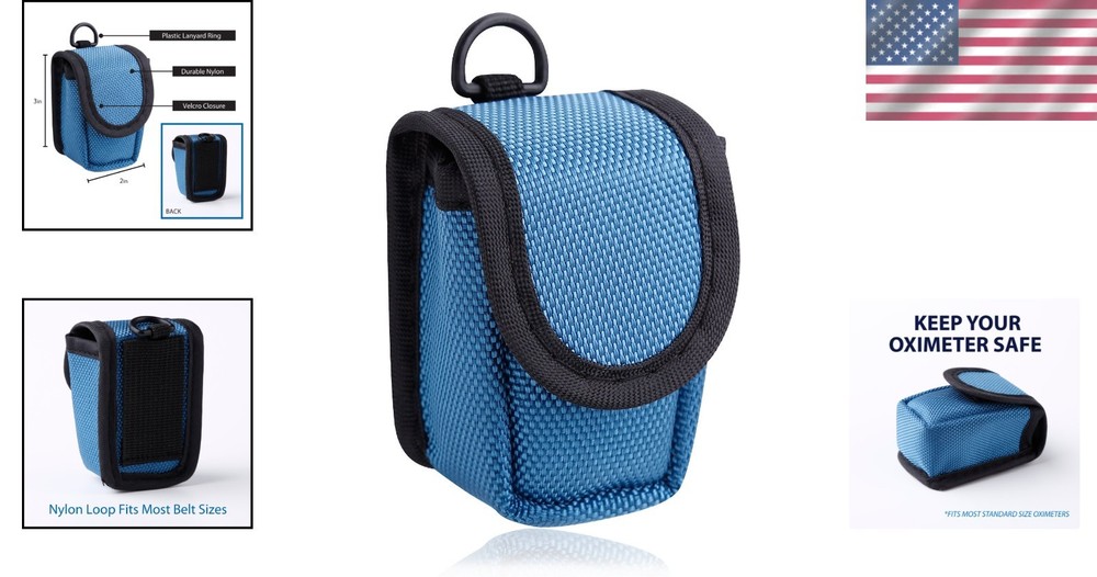 Lightweight Blue Nylon Pulse Oximeter Case - Secure & Stylish Carrying Solution