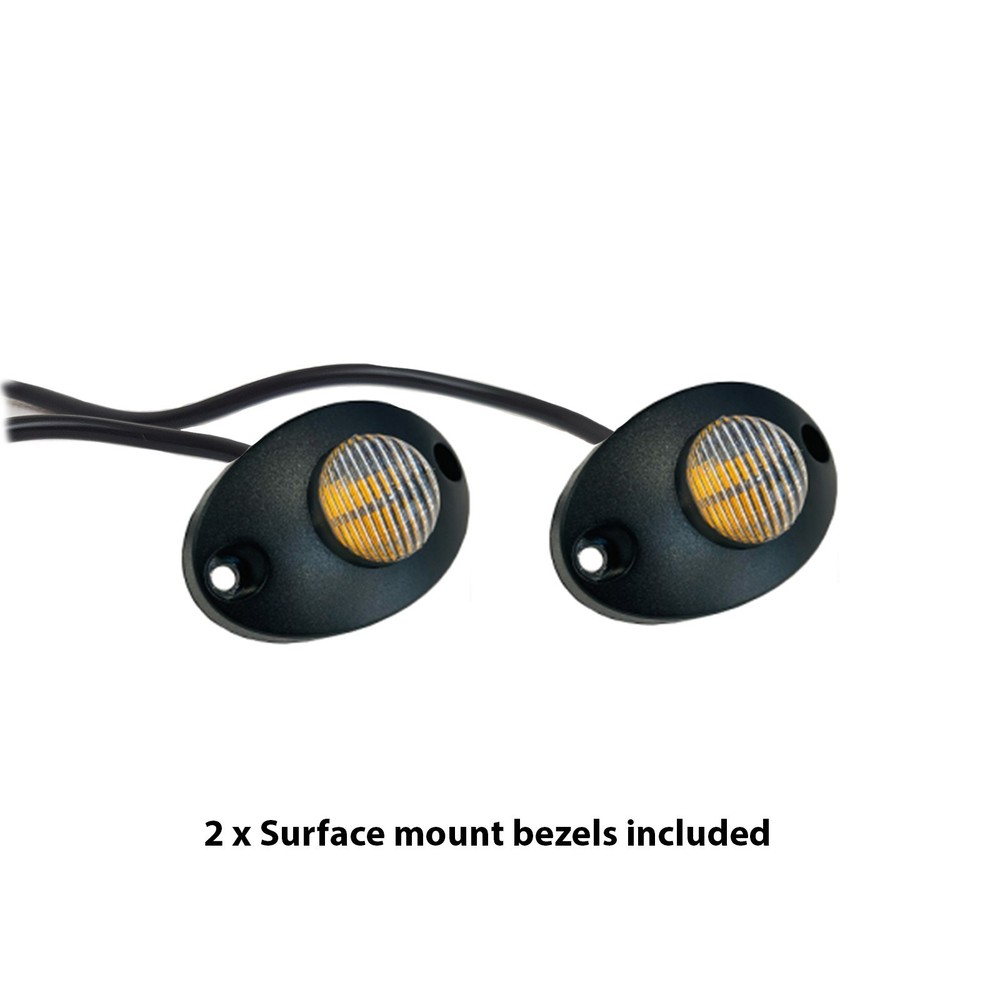 X4 LED Amber Hideaway Light 12/24V Flush/Bracket LightBar Covert Strobe Beacon