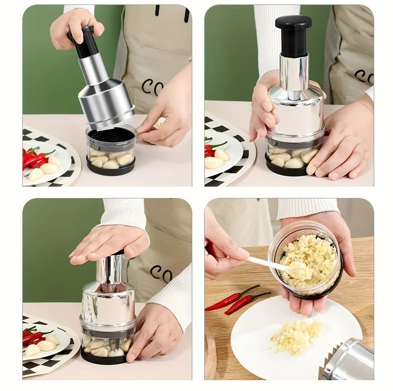Manual Onion Chopper Garlic Press Stainless Steel Food Crusher Vegetable Tool