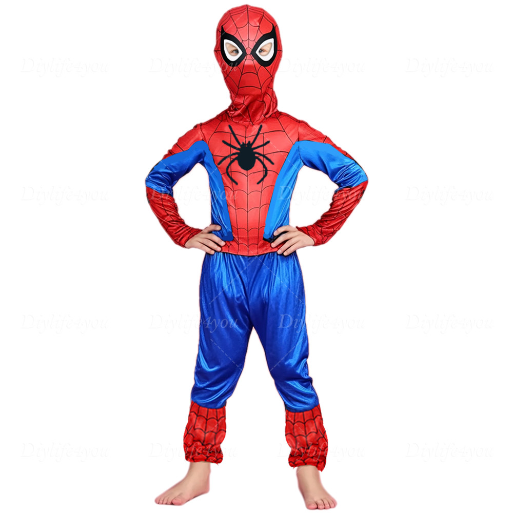 Kids Boys Spiderman Fancy Dress Jumpsuit Cosplay Costume Party Bodysuit 3-7 Age