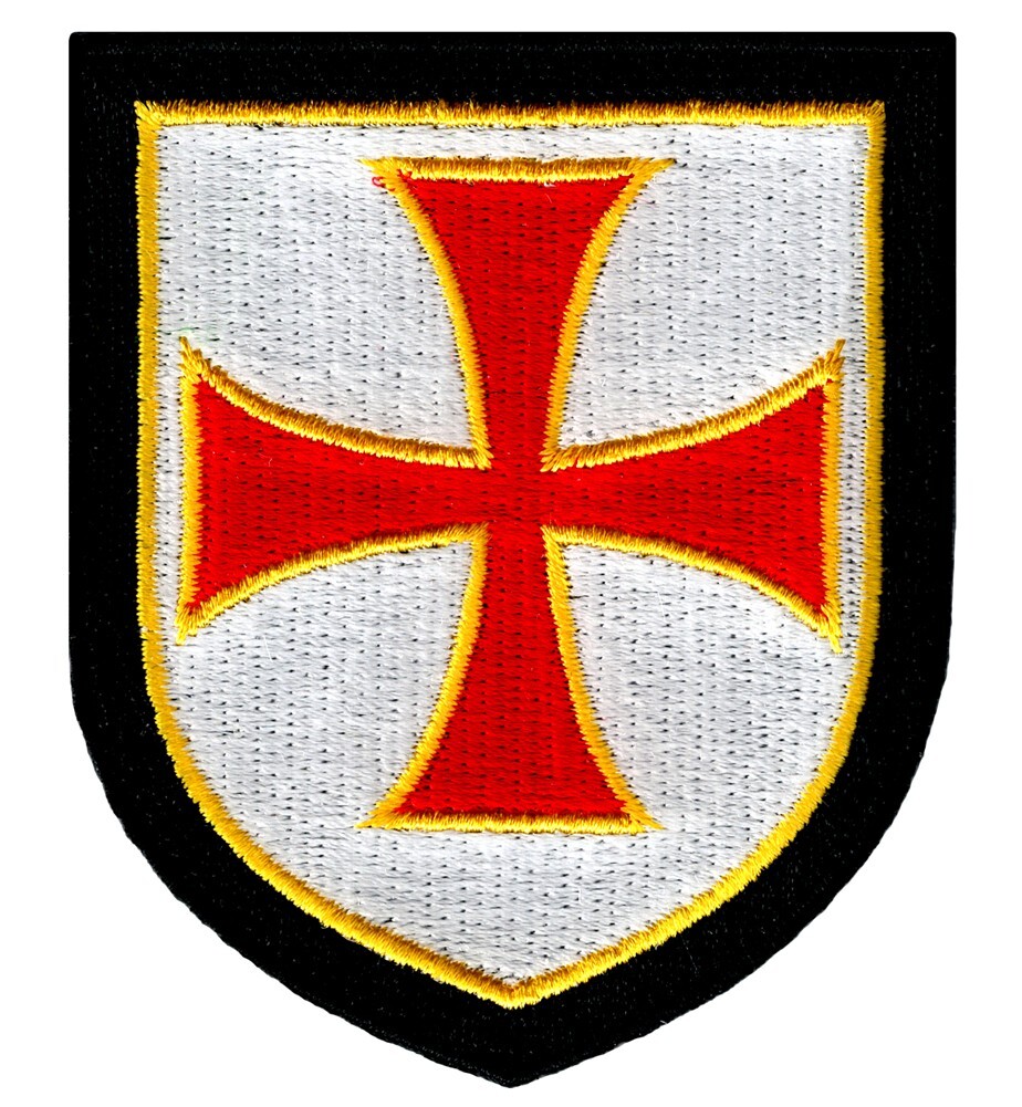 RED KNIGHTS TEMPLAR SHIELD PATCH CRUSADES RELIGIOUS MORALE embroidered iron-on