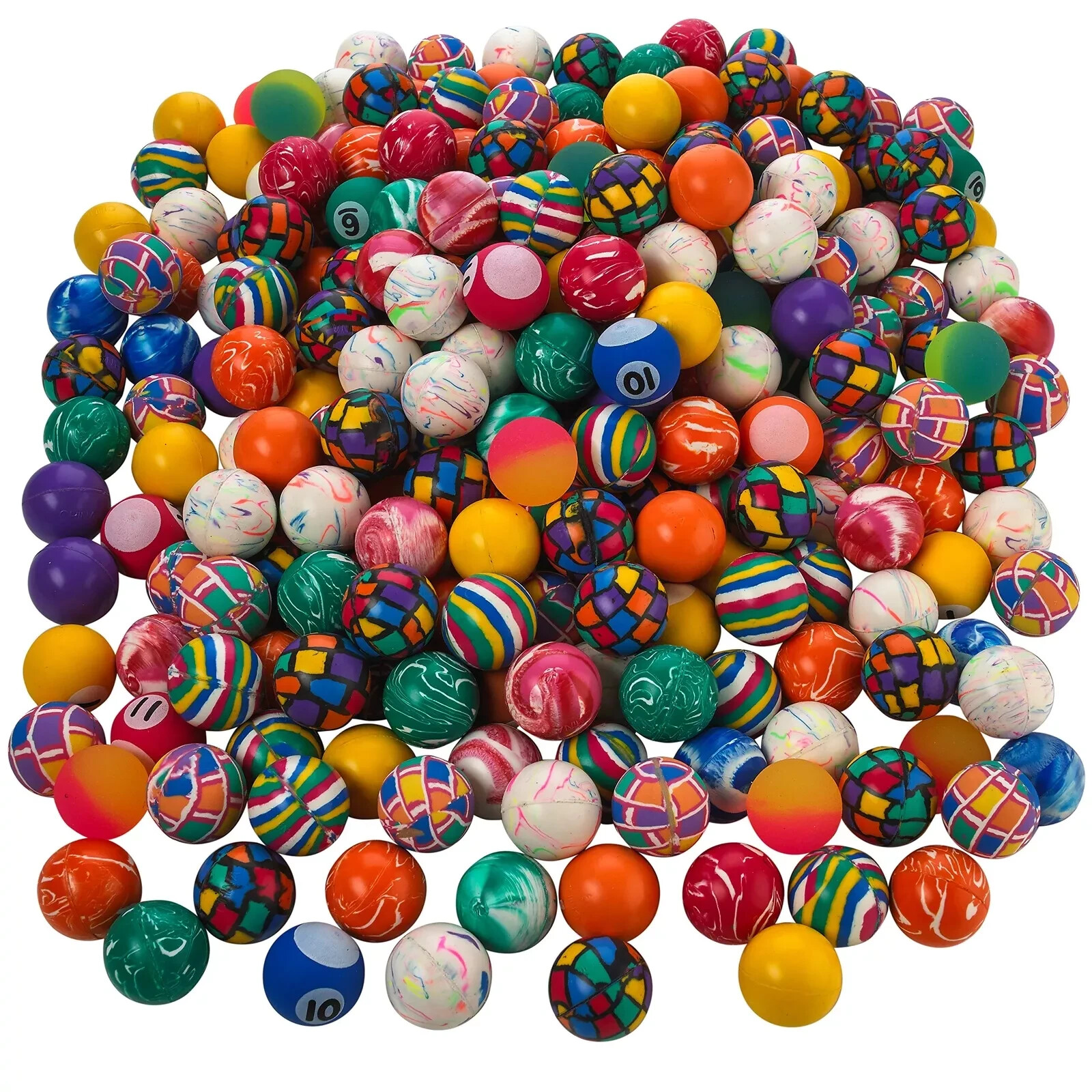 Kicko High Bouncy Balls - 250 Pieces - 1 Inch (27mm) - Cool and Fun Assorted Col