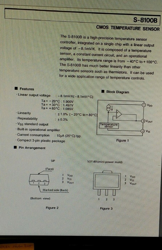 (10 PCS) S-8100B Seiko Instruments, CMOS TEMPERATURE SENSOR CONTROLLER TO-92