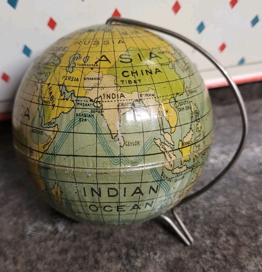 Scarce Antique Small Globe 1910s 20s 3" , Missing Base, ORIGINAL