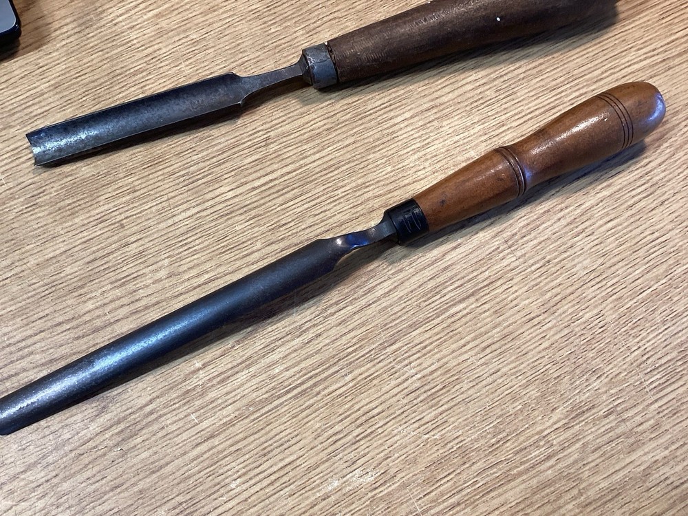 2 Antique L&I. J. White 1/2" And 3/4” Gouges 13” And 14” Long