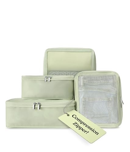 Space-Saving Compression Packing Cubes for Women, Men, 4-Pack Sage