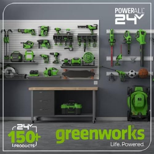 Greenworks POWERALL 3pc Combo Kit - 21" Lawn Mower 12" String Trimmer 320 CFM Le
