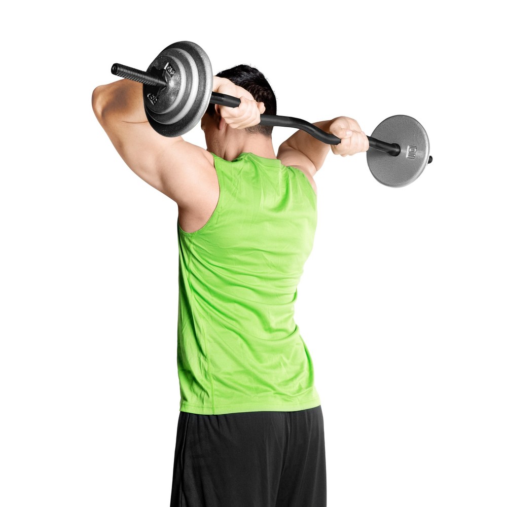 Barbell Standard Threaded Solid Easy Curl Bar, 47-Inch, Black