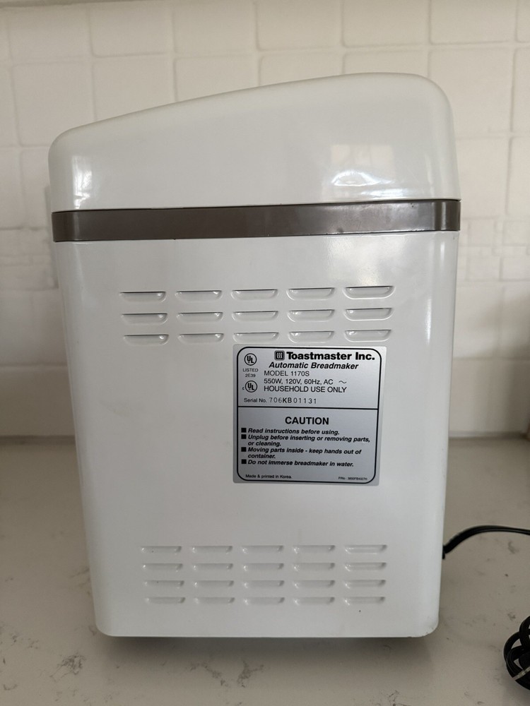 Toastmaster Corner Bakery Automatic Bread Maker Machine Model 1170S Butter Cover