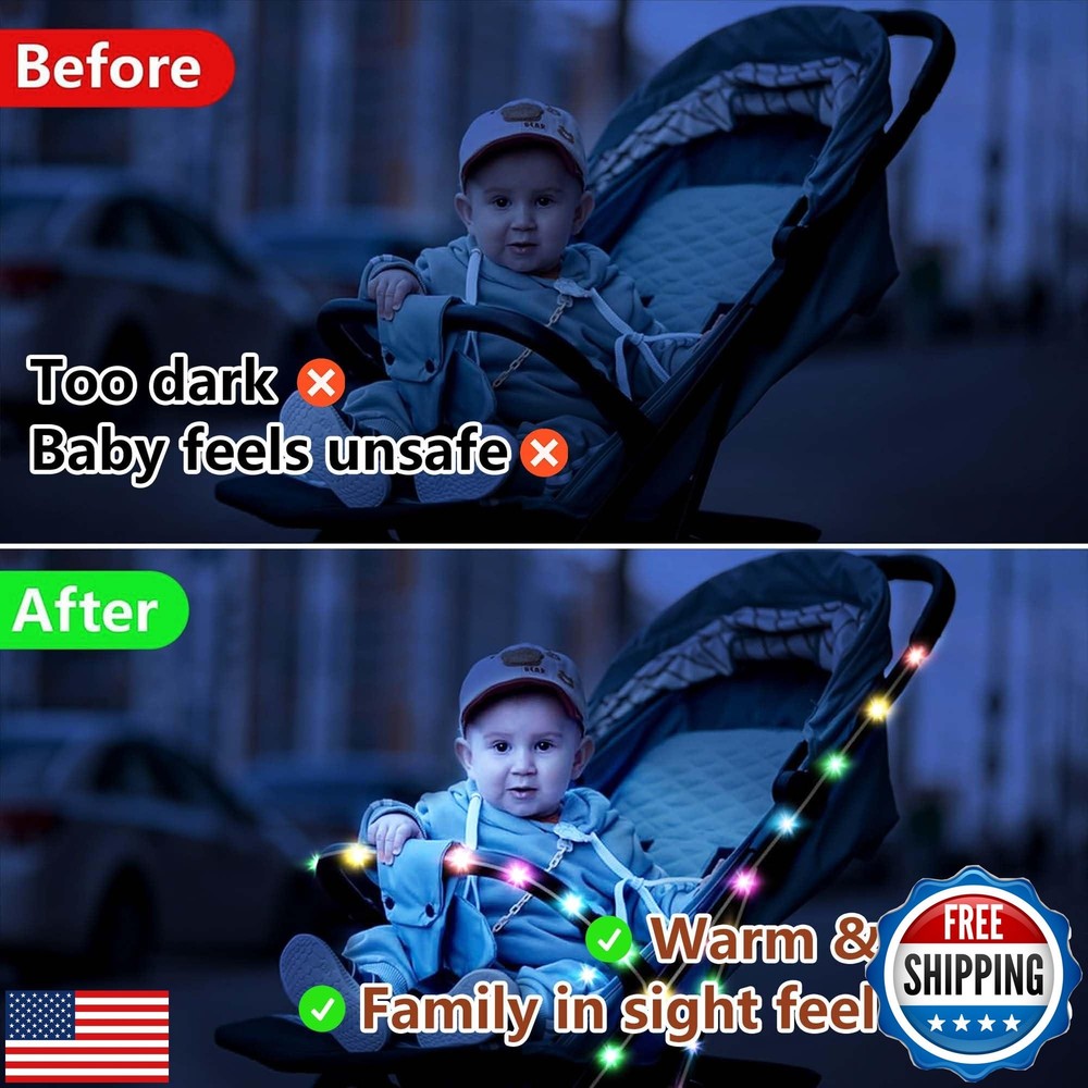codree 23 FT Baby Stroller Lights for Walking at Night, Multicolor Stroller A