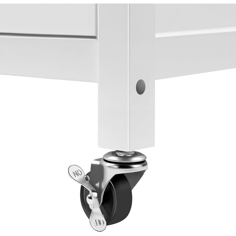 Movable Kitchen Cart W/ Lockable Wheels Storage Hooks Compact Elegant Design New