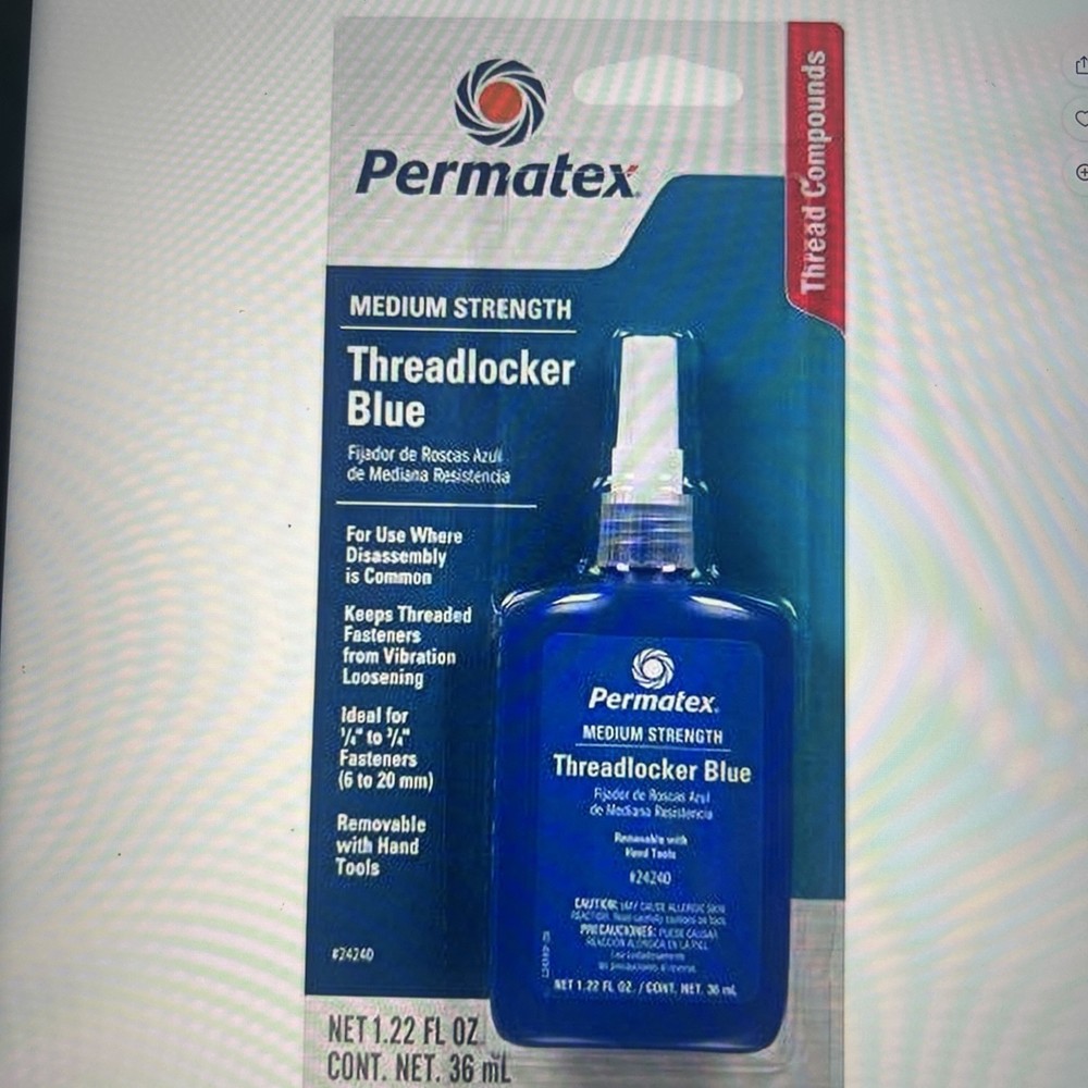 Permatex 24240 Medium Strength Threadlocker Blue 36 ml Removable