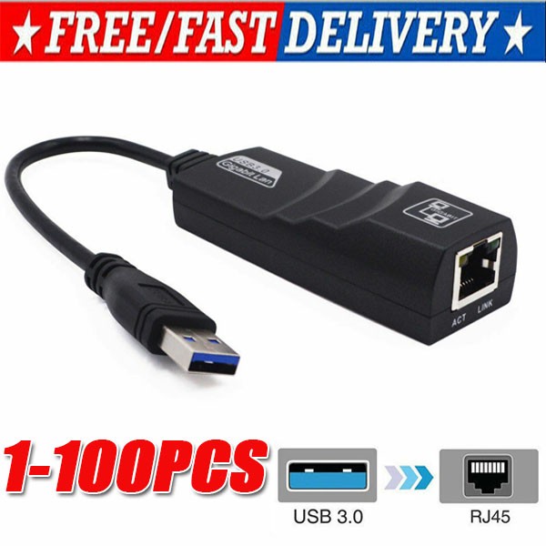 USB 3.0 Gigabit Ethernet LAN RJ45 1000Mbps Network Adapter For Windows PCMac LOT