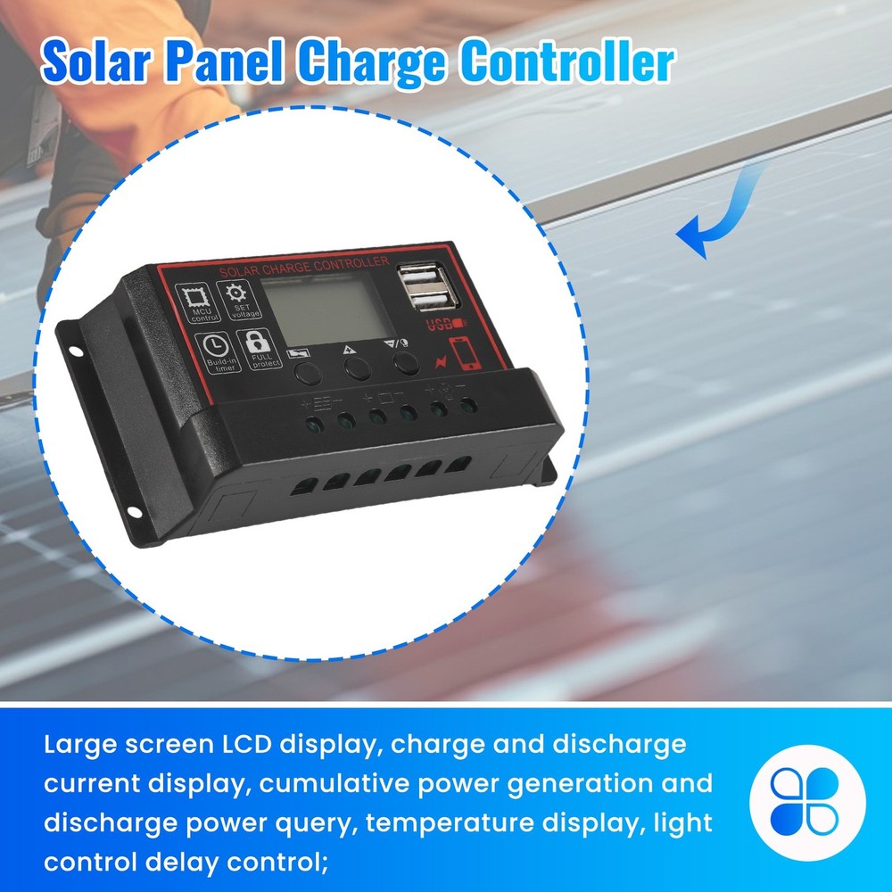 100A Solar Controller Solar Panel Controller 12V 24V LCD Display Solar7194