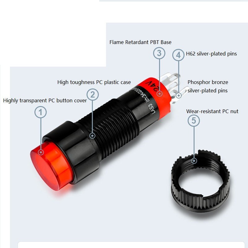 10mm SPDT LED Illuminated ON/OFF Square Plastic Push Button Switch (LAS3F-11Z)
