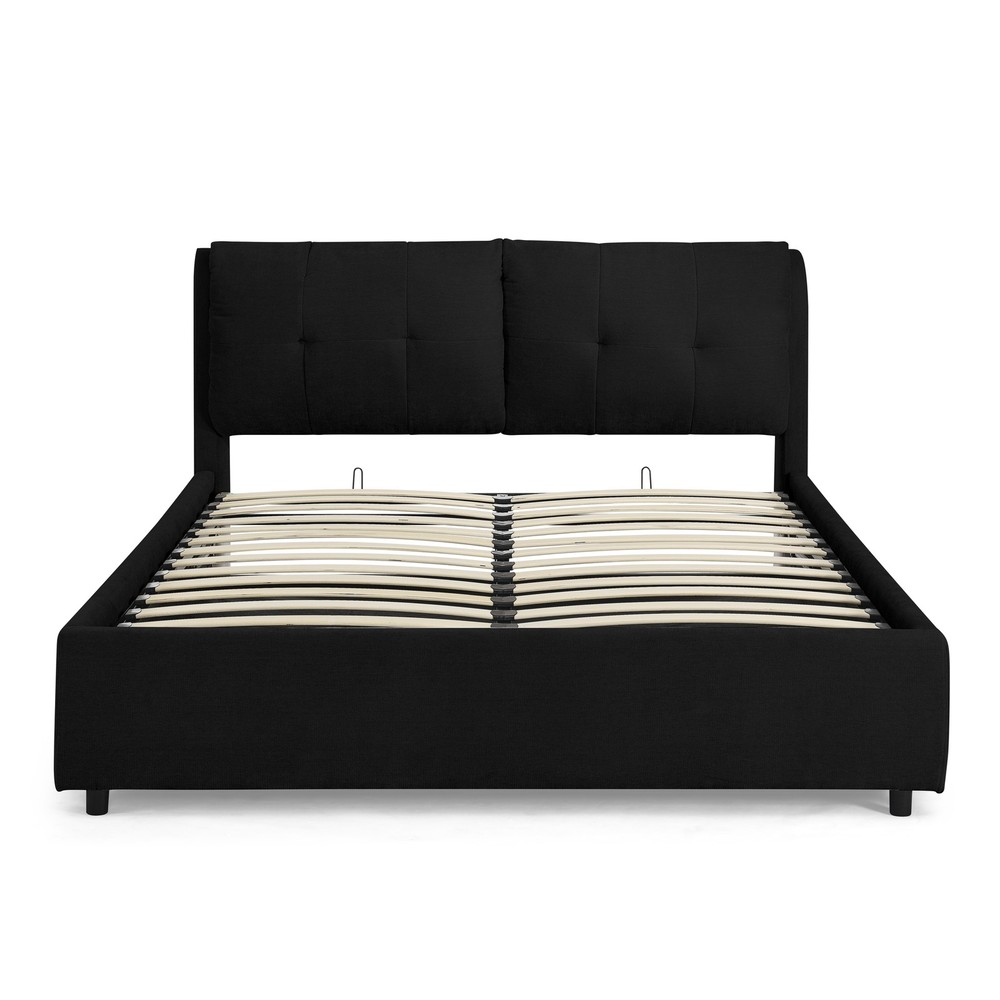 Queen Size Storage Upholstered Hydraulic Platform Bed with Integrated Headboard
