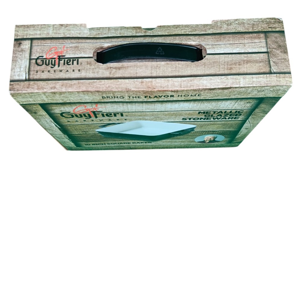 Guy Fieri Bakeware Square Baking Dish Set Metallic Glazed Stoneware NOB