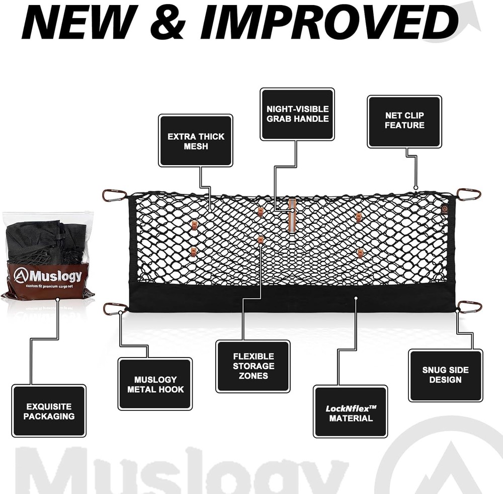 Stretchable Cargo Mesh Net Organizer with Hooks Compatible with Ford Maverick 20