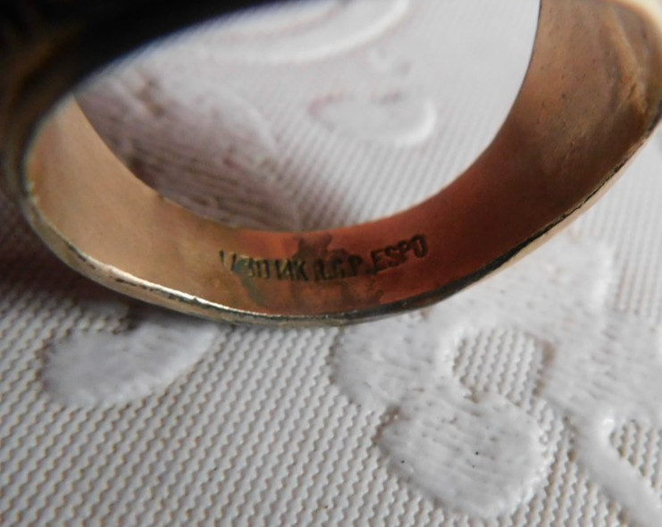 VINTAGE US ARMY CLASS RING 1/30 14K GOLD PLATED 'RGP' MARKED SZ 9.5 - 11.1g