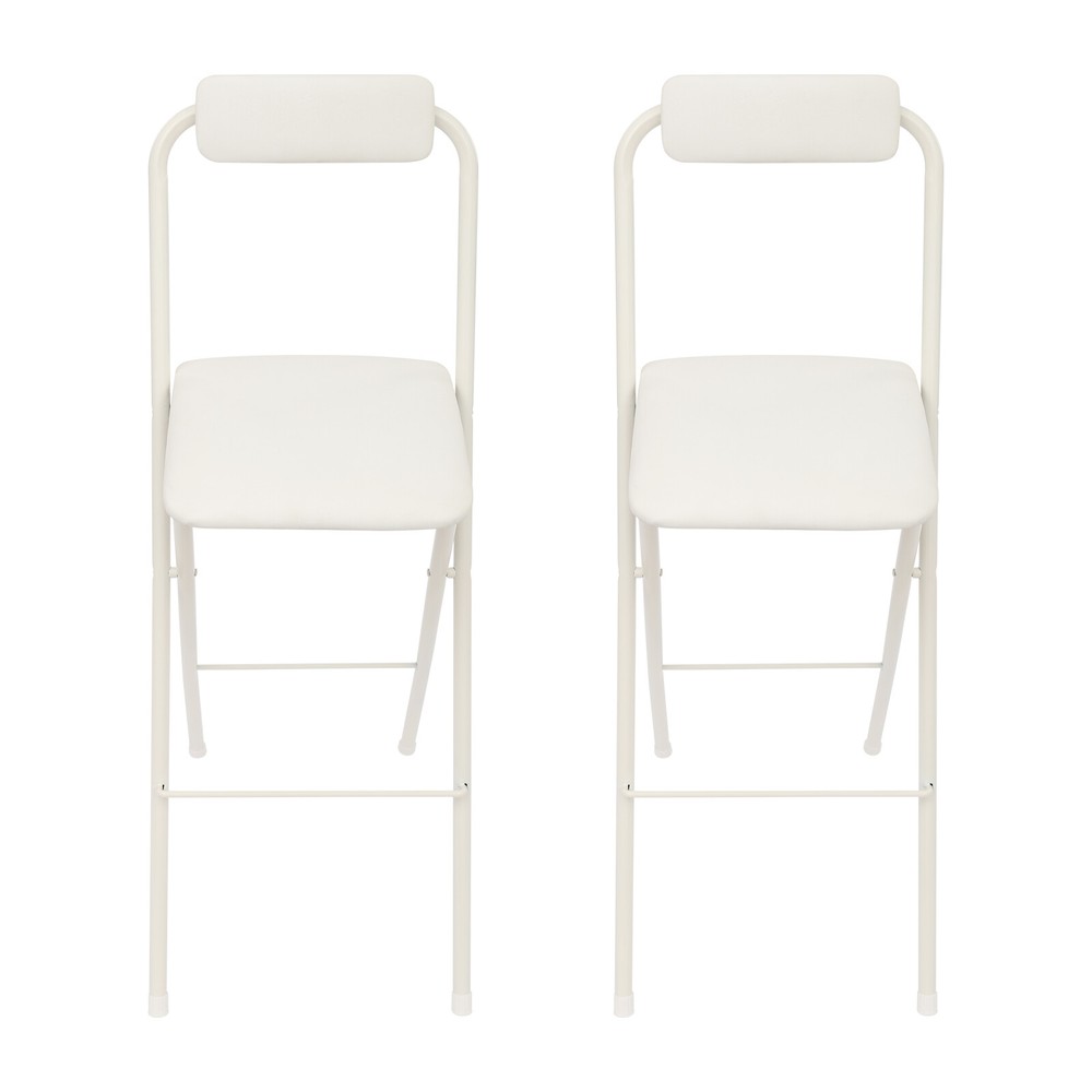 2PCS Modern Folding Bar Chairs, Space-Saving Design, Comfortable Seating White