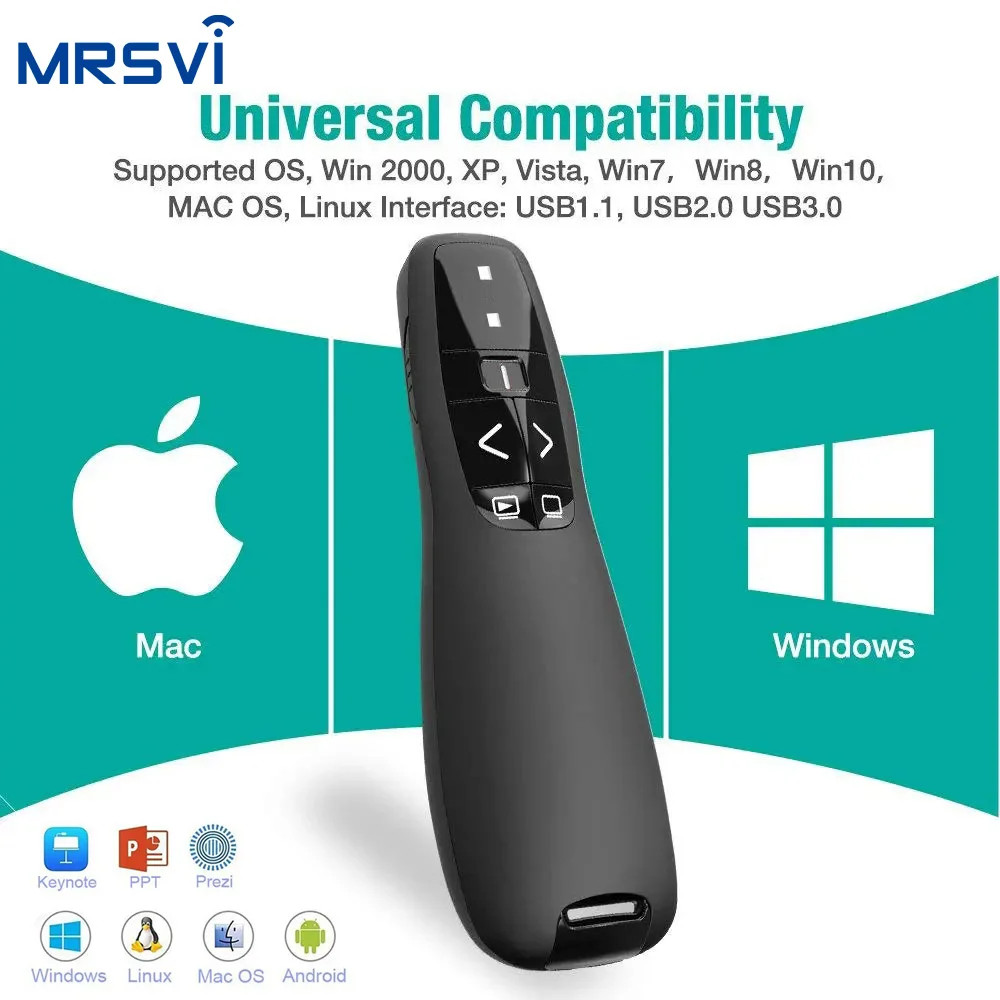 2.4GHz Wireless Presenter Remote Control PowerPoint Clicker Red Laser Pointer