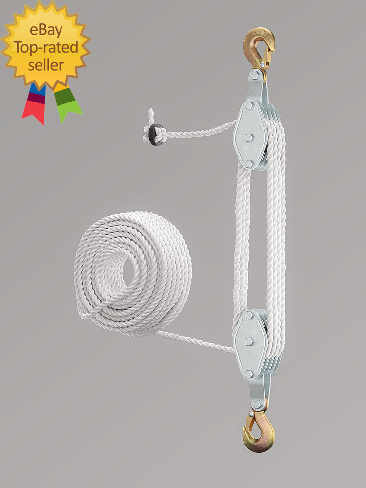 Block and Tackle Pulley System for Lifting Objects Sob 4000LB Breaking Strength