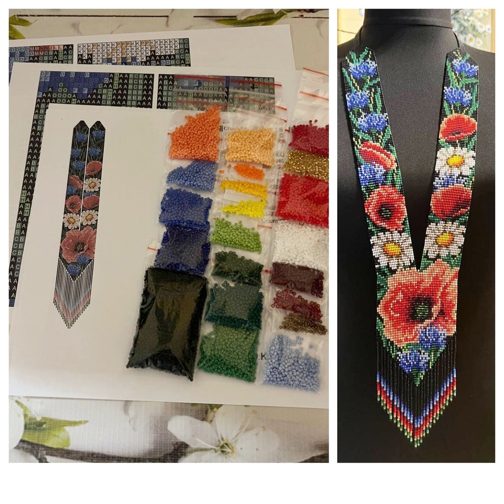 Kit for making a necklace gerdan. Beading Loom Pattern. #M15
