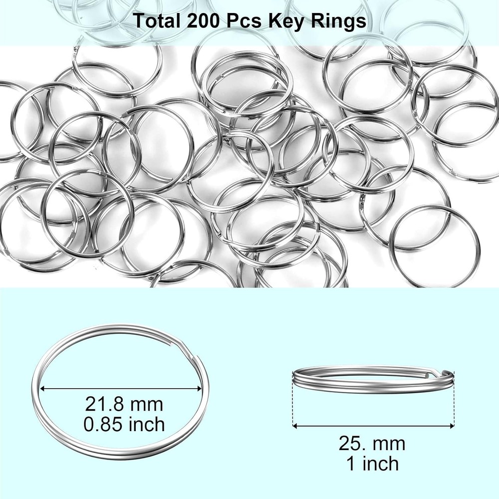 100PCS Key Rings Bulk, Split Rings, Keychain and Crafts 1 silver