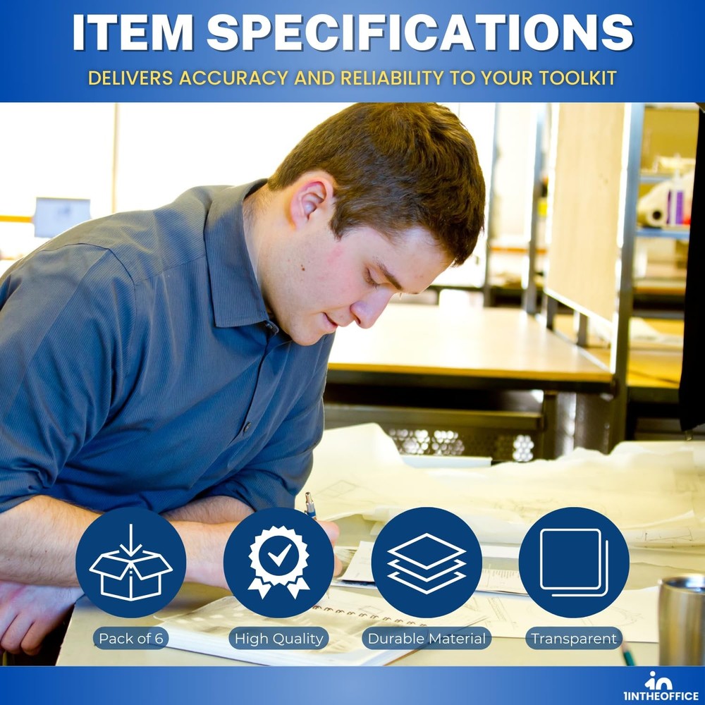 6 Pack 6 Inch Plastic Protractor for Geometry Clear Protractor 180 Degrees