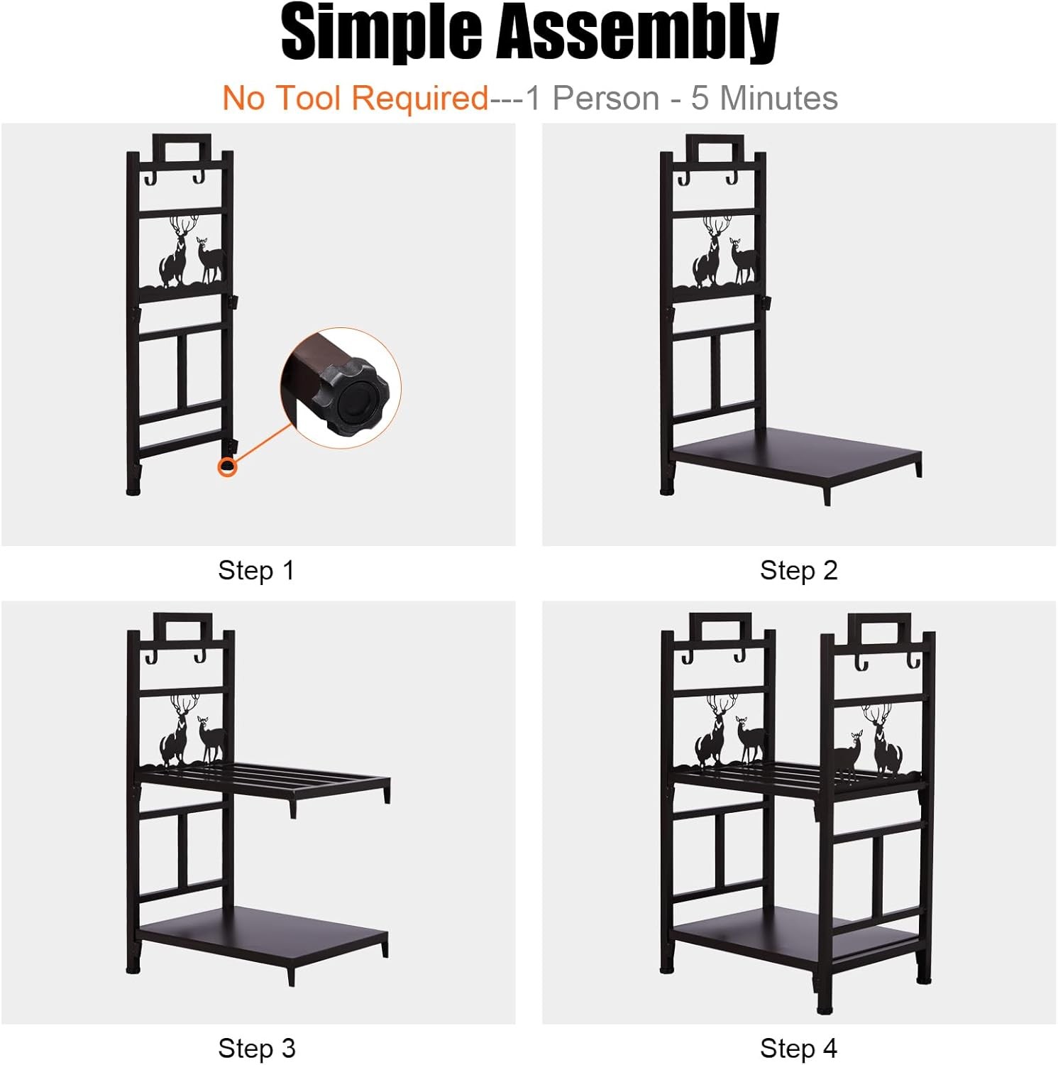 2-Tier Firewood Log Rack,Iron Lumber Storage Holder, Wood Pile Stacker Organizer