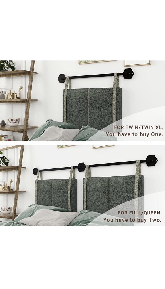 HOUANS Wall Mounted Headboard Hanging Headboard Adjustable Height Vintage Straps