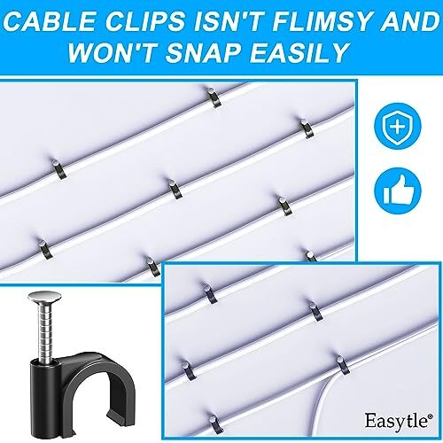 400 Pcs Nail In Cable Clips Cable Tacks for Cords Cable Management Ethernet