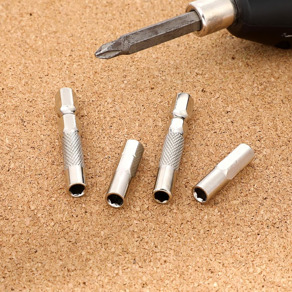 4 Pcs Drill Bit Adapter, 1/4 to 4mm Hex Drive Adapter,...