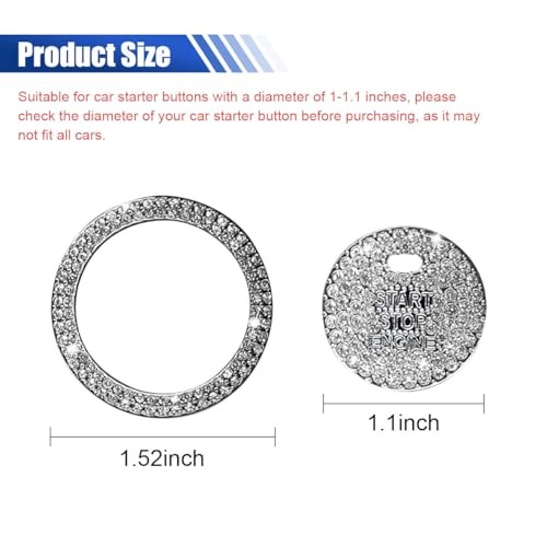 Bling Crystal Car Engine Start Ring Sticker, Sparkling Rhinestone Push White2