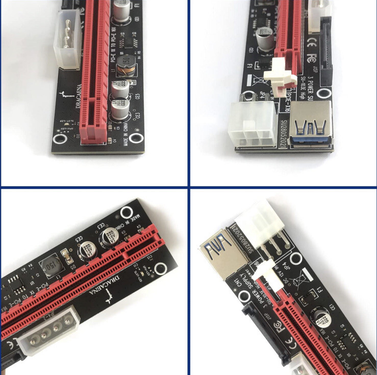 Ubit 3 Pack Latest PCI-E Riser Adapter Card + 60cm USB 3.0 Cable