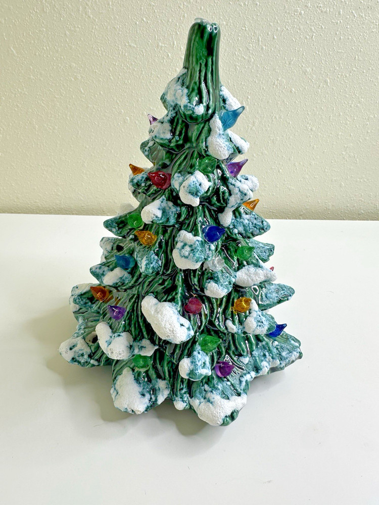 Small Ceramic Christmas Tree 7.5 in Tabletop Frosted