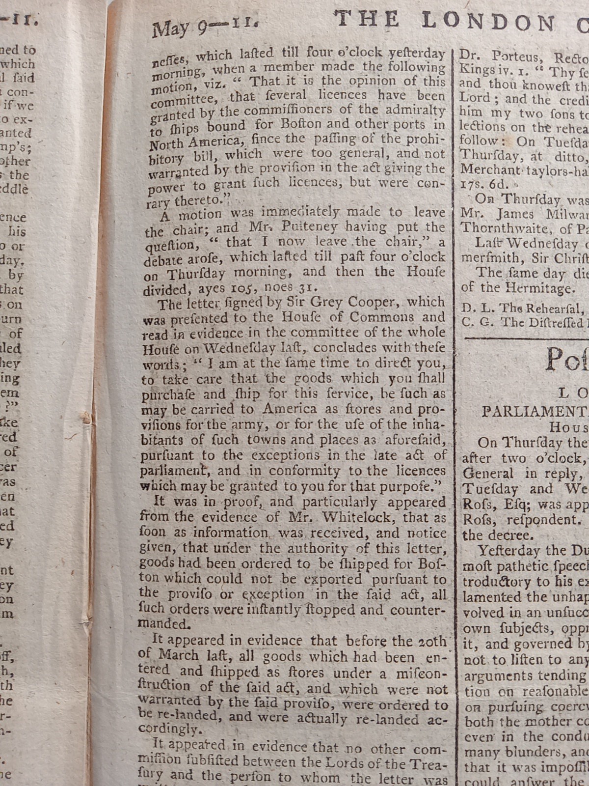 Original 1776 British Newspaper - American Revolutionary War - Colonies