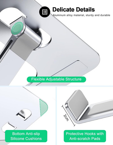 Foldable Laptop Stand, Height Adjustable Ergonomic Computer Stand for Silver