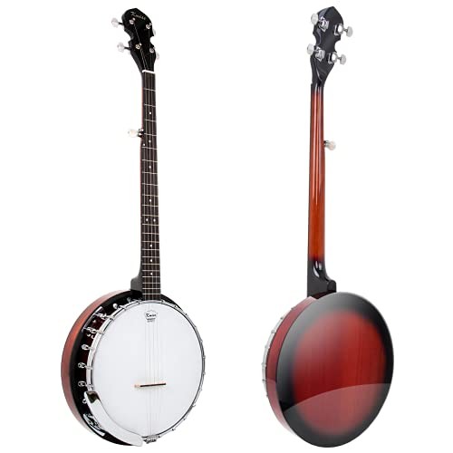 5 String Resonator Banjo,Professional Sapele Backs Starter Kit Full Size Banjo