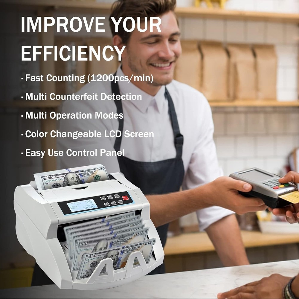 Efficient Money Counter Machine with Multi-Currency Detection & LCD Display