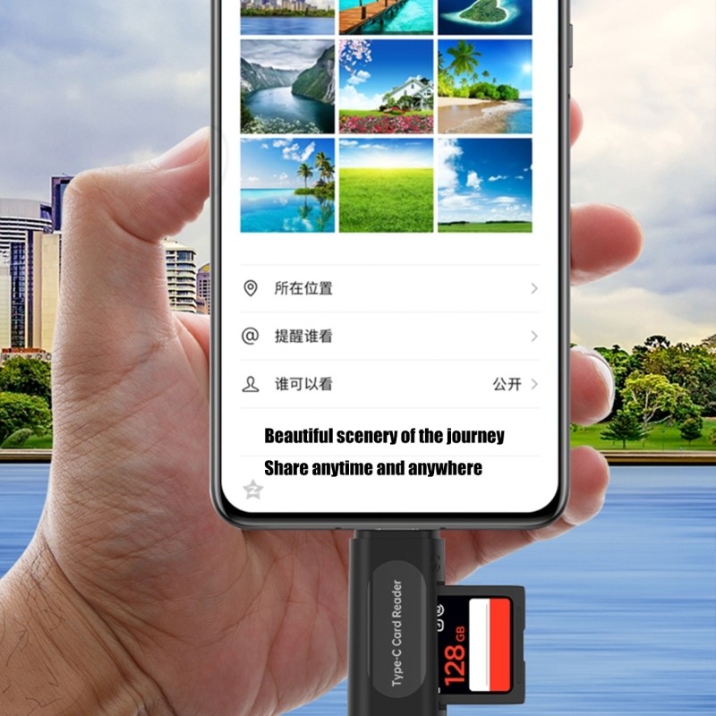 Universal Type C SDTF Card Reader USB2.0 Interfaces 128GB Support No Driver