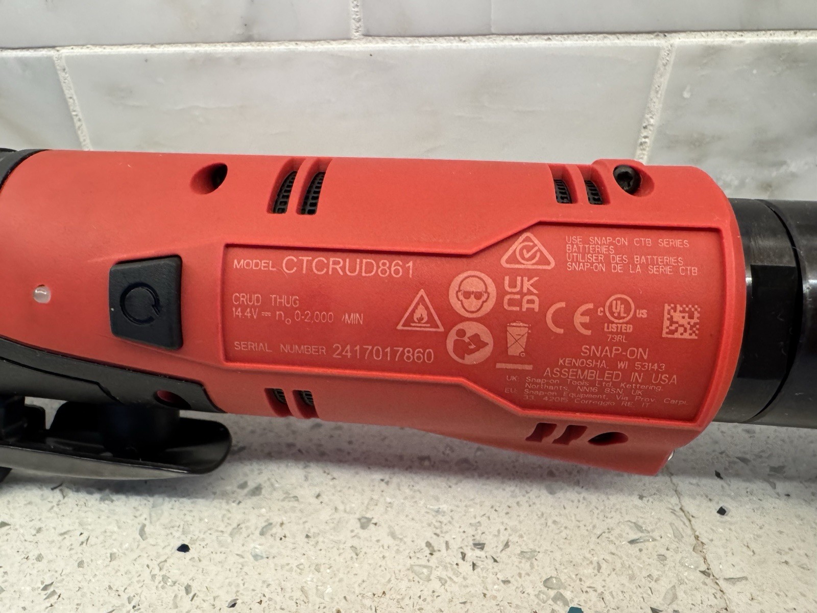 NEW Snap-on CTCRUD861DB 14.4V Lithium Ion Cordless Crud Thug Removal - Tool Only