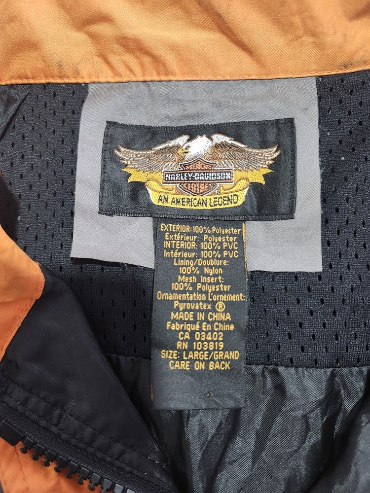 Harley Davidson PVC Reflective Packable Motorcycle Rain Wind Jacket Large L