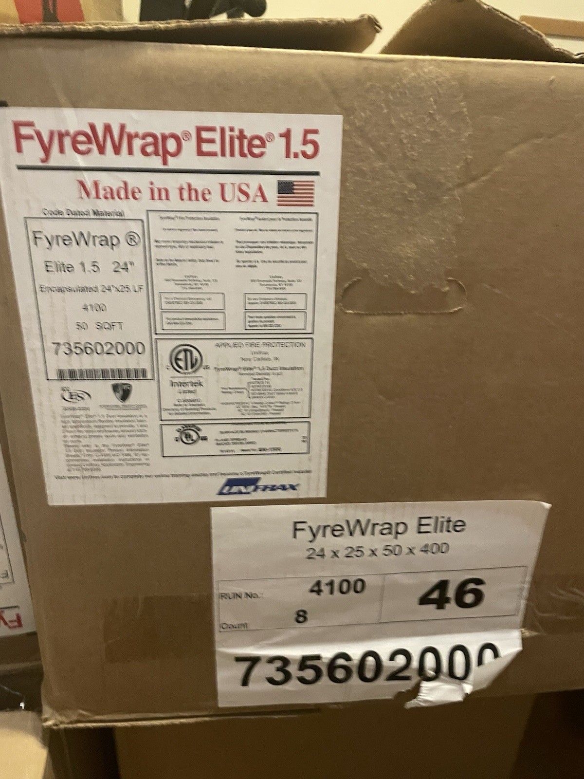 FyreWrap Elite 1.5 Grease Duct insulation (quantity discount avail.) 25' x 2'