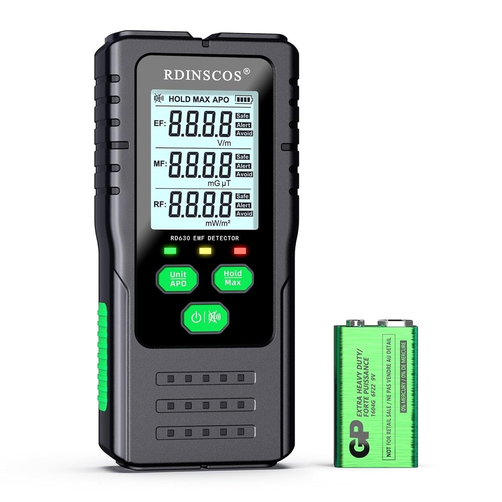 Portable Tri LCD EMF Detector with Auto Alarm & Mute Function for Home & Office