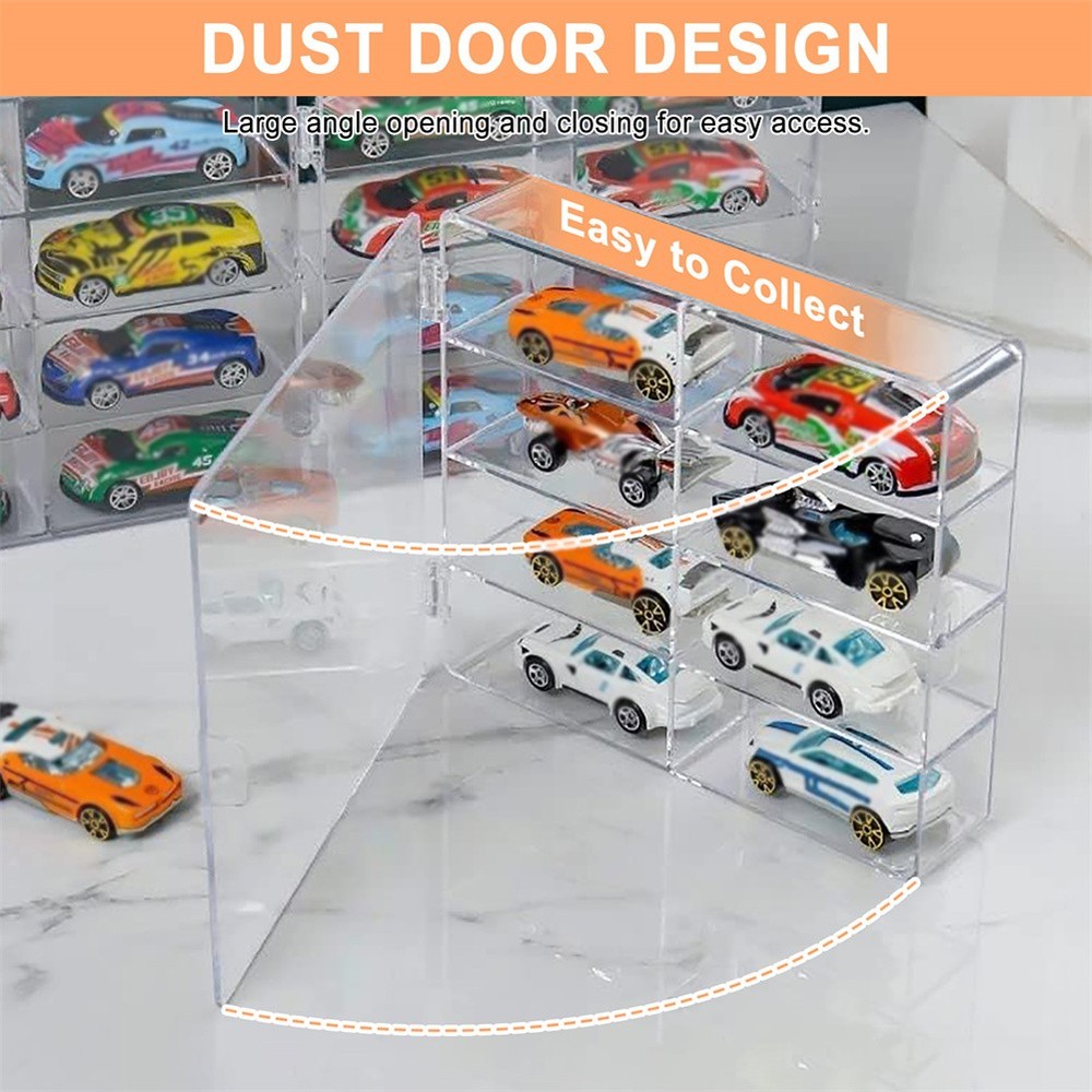 4Pcs Car Display Case 1/64 Scale Compatible With H-W 32 Compartments