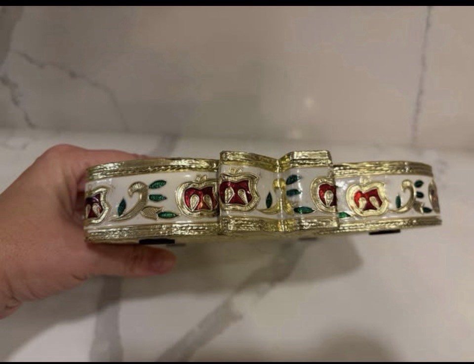 Dry Fruit Serving Storage Box Apple Shape Meenakari Work Gift Item Multipurpose