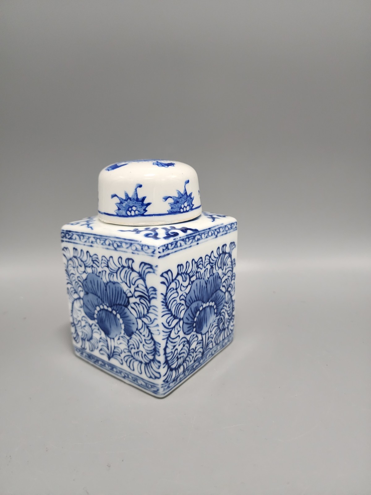 Small Square Blue & White Ginger Jar Canton Collection by Two's Company