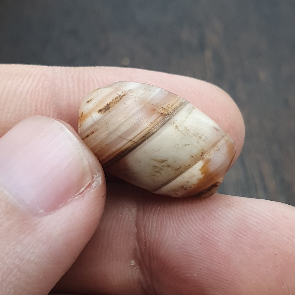 Antique Ancient rare red and White unique Stripes agate bead